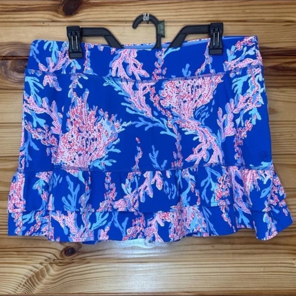 Lilly Pulitzer Luxletic Fern Skort Borealis Blue Swim On Over large EUC